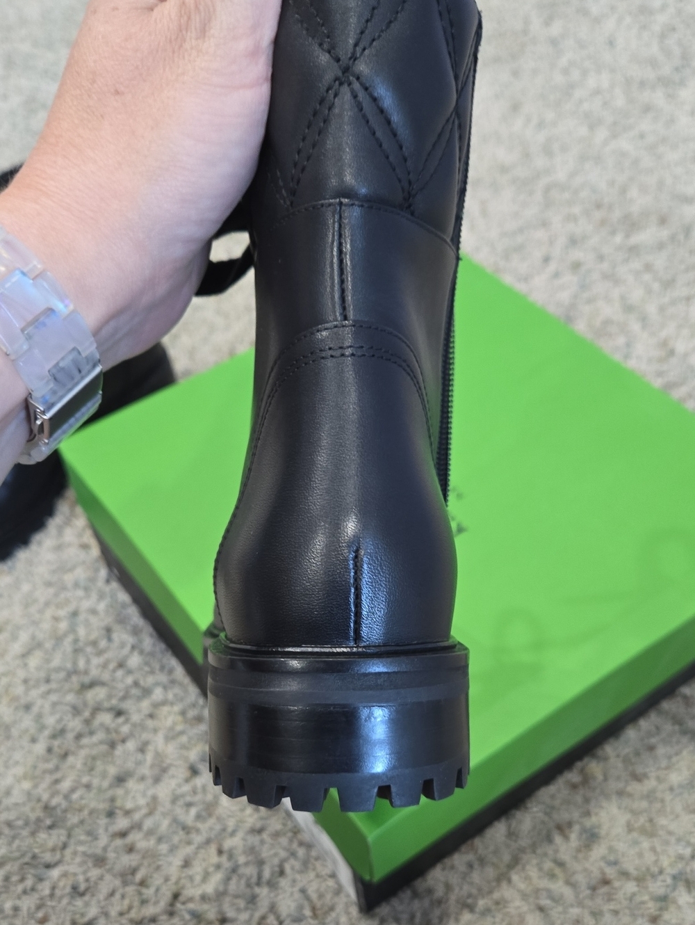 kate spade New York Black Quilted Lace-Up Combat Boots - Picture 7 of 7